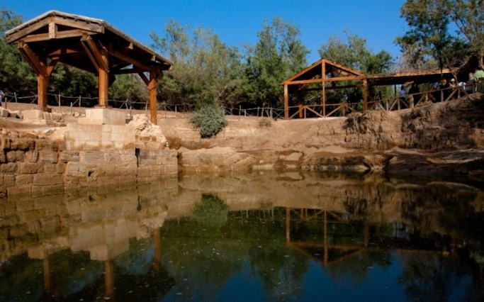 Traveler following a biblical heritage trail in Jordan
